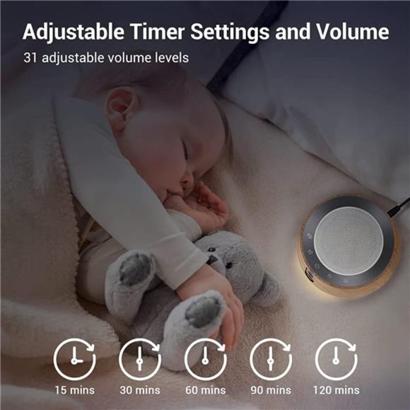 White Noise Sound Machine with 14 Soothing Sounds and 10 Levels Night Light - Picture 2 of 7